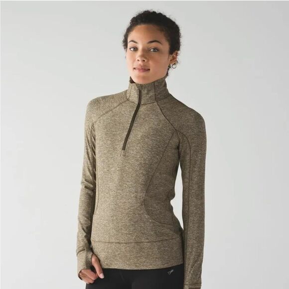 Lululemon Rush Hour 1/2 Zip Pullover Sz 6 Heathered Military Green 647 - Picture 2 of 9